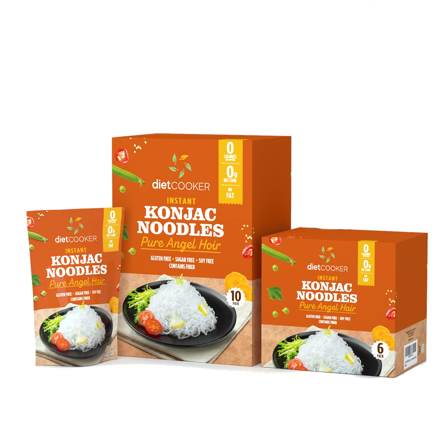 Shirataki Noodle, Premium Konjac Noodle, Keto & Vegan Friendly, 9.52 oz, Odor Free, Low Calorie Pasta, Zero Net Carbs, Healthy Diet Food - Angel Hair (10 Packs)