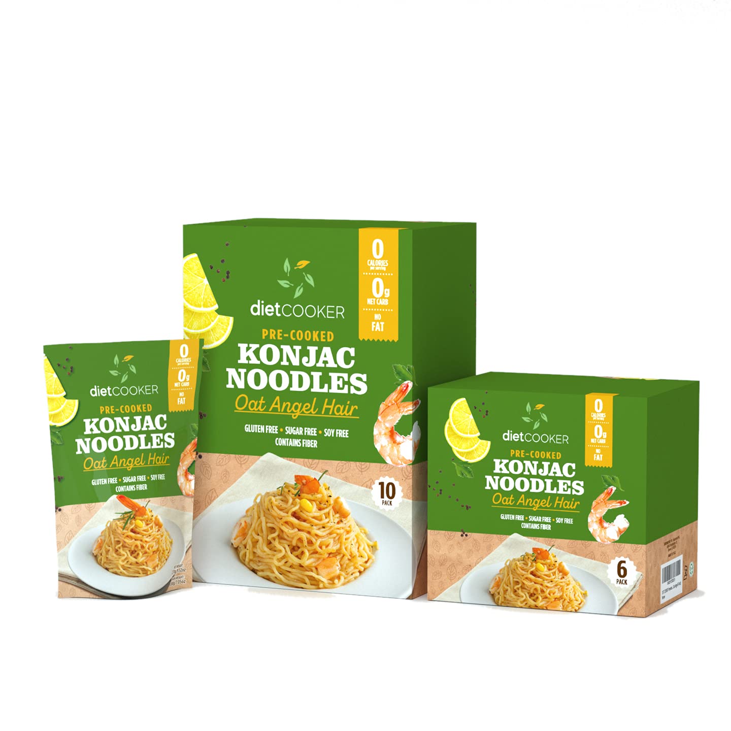 Shirataki Noodle, Premium Konjac Noodle 10 Pack Inside, Keto & Vegan Friendly, 9.52 oz, Odor Free, Low Calorie Pasta, Zero Net Carbs, Healthy Diet Food - Oat Angel Hair