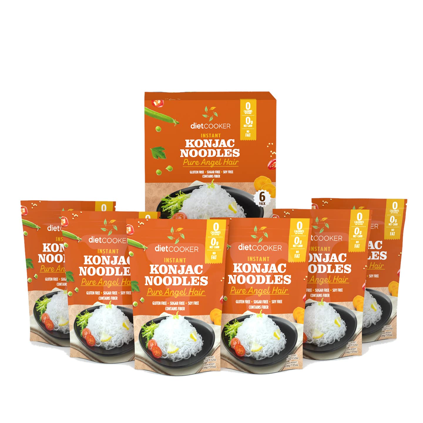 Shirataki Noodle, Premium Konjac Noodle, Keto & Vegan Friendly, 9.52 oz, Odor Free, Low Calorie Pasta, Zero Net Carbs, Healthy Diet Food - Angel Hair (10 Packs)