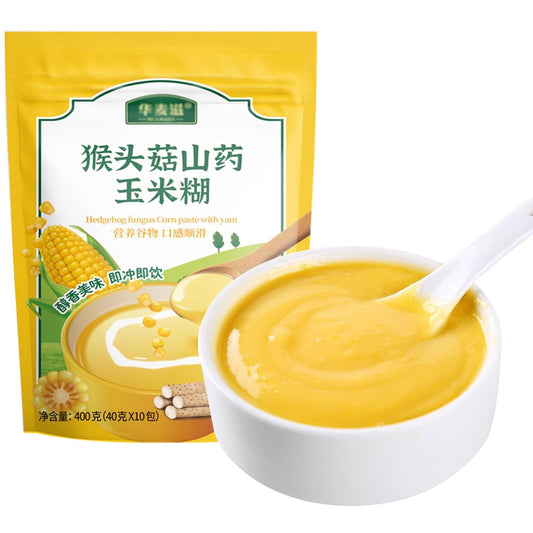 Hericium Yam Corn Soup, Chinese Corn Soup Powder, Instant Corn Starch Powder, Breakfast Porridge, 猴头菇山药玉米糊, 400g/14.1oz per Pack (10 packs included)