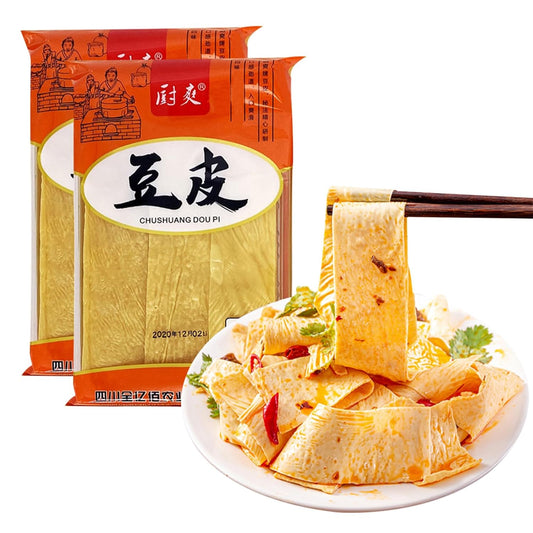 Dried Tofu Skin, 2 Packs Handmade Bean Curd Sheets, Chinese Special Youdoupi, Soy Products, Vegetarian Food, Fit for Hot Pot, Cold Vegetable, 120g/4.23oz per Pack (Pack of 2)