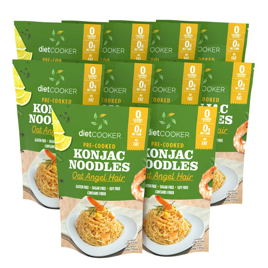 Shirataki Noodle,  Premium Konjac Noodle 10 Pack Inside, Keto & Vegan Friendly, 9.52 oz, Odor Free, Low Calorie Pasta, Zero Net Carbs, Healthy Diet Food - Oat Angel Hair