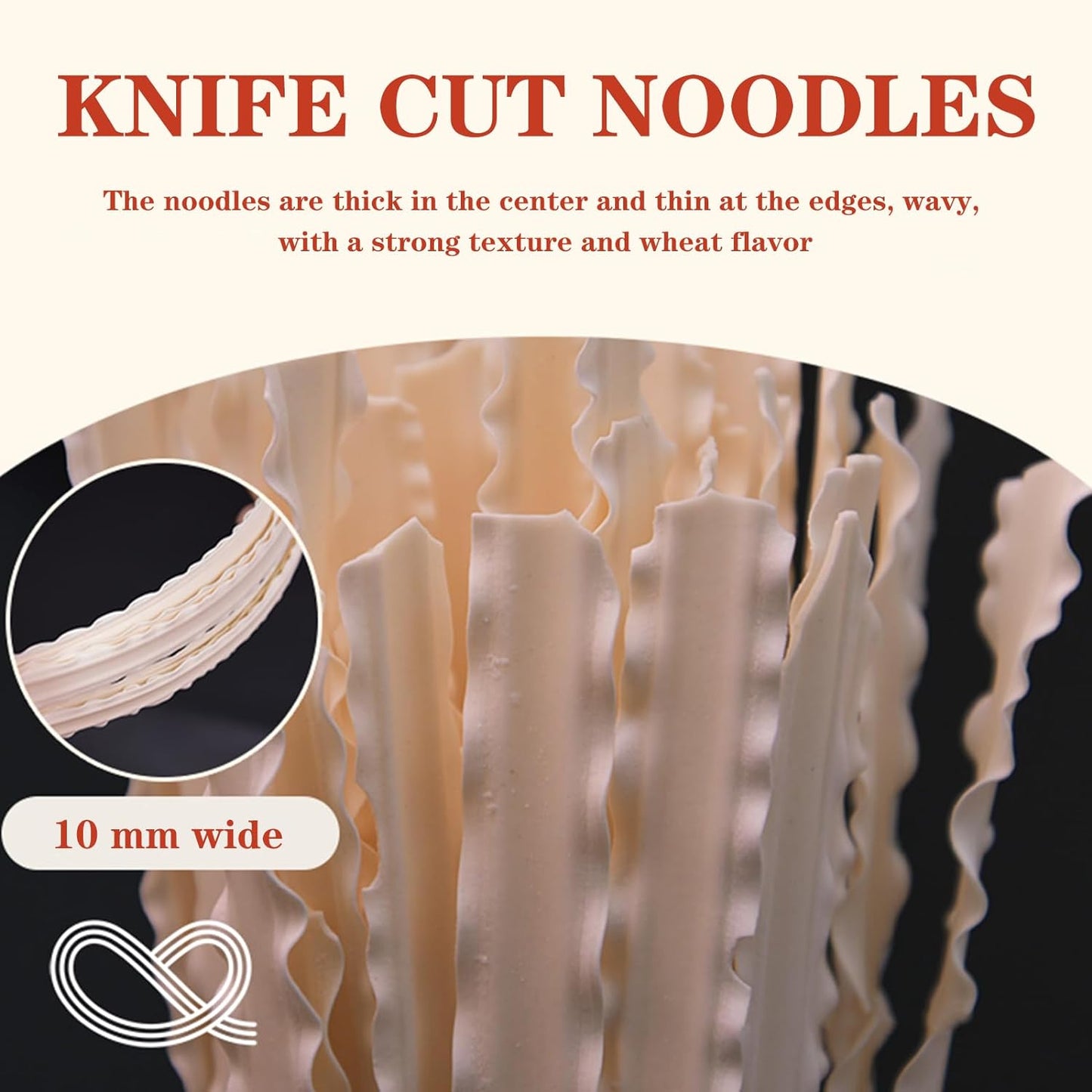 2 Packs Knife Cut Noodles, Knife Sliced Noodles, Chinese Wide Noodles, Wavy Flat Noodles, 刀削面, 8.46oz (240 g) per Pack (2 Packs)