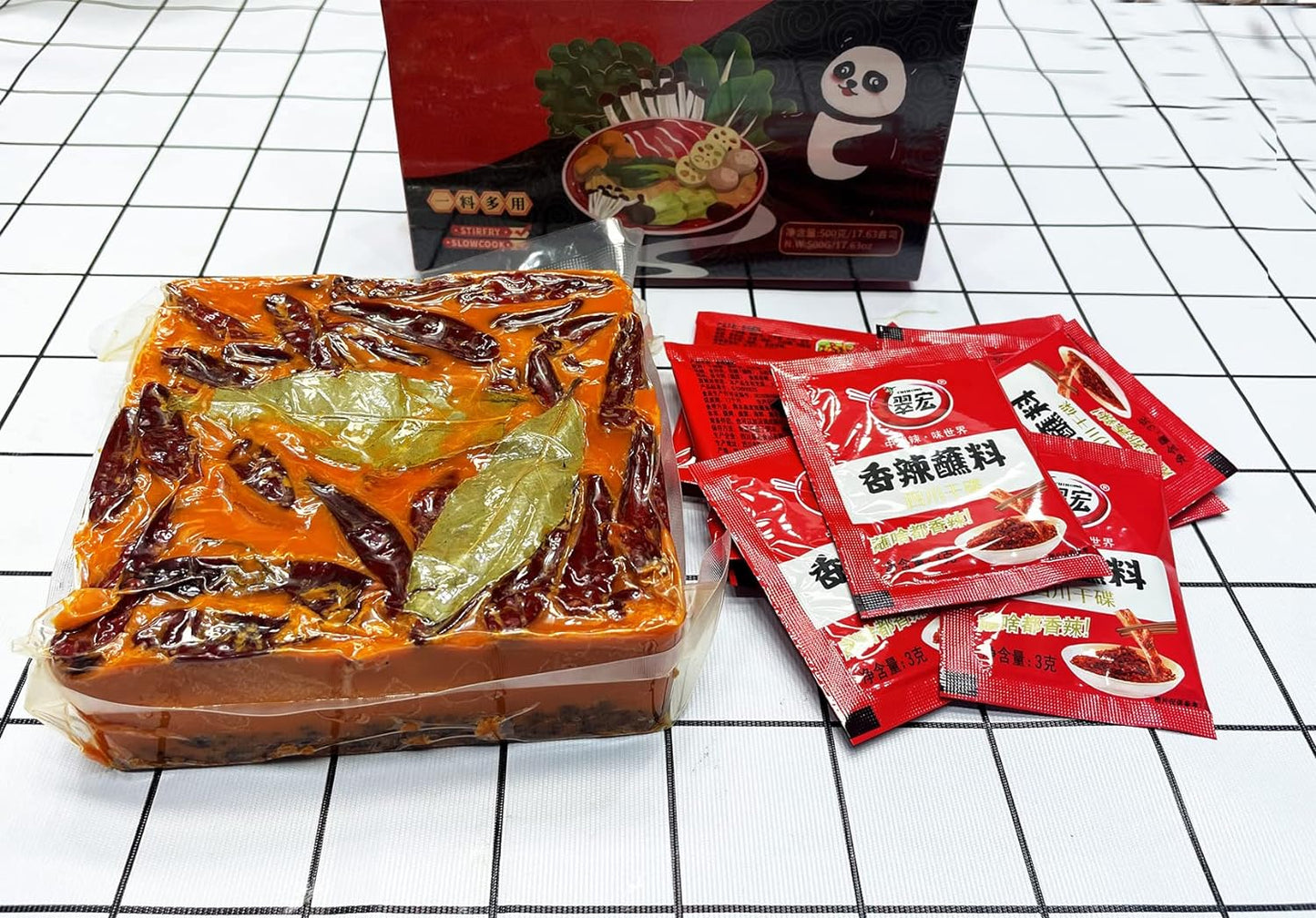 Chinese hot pot soup base 17.63 oz (500g), Sichuan hotpot broth sauce spicy Seasoning from szechuan, China